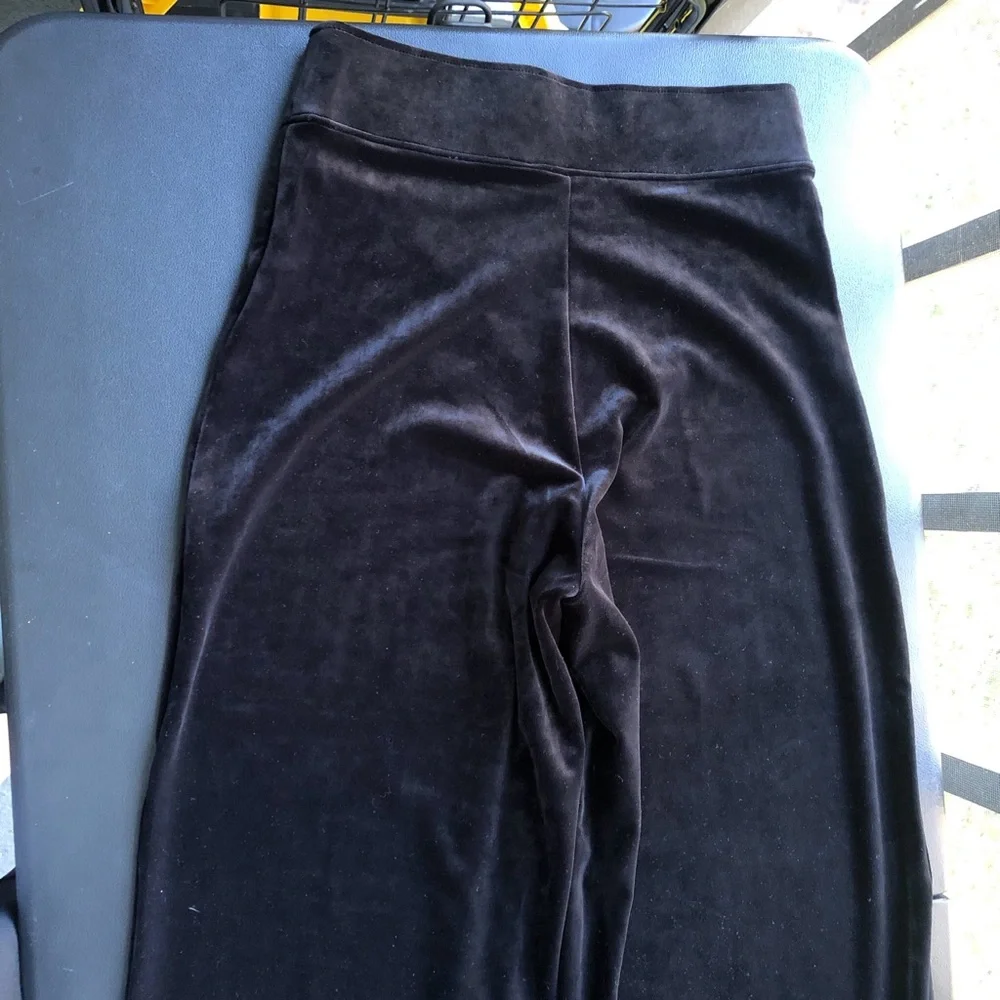 Spanx Y2k Black velvet wide leg pants with a high waist - Picture 3 of 7